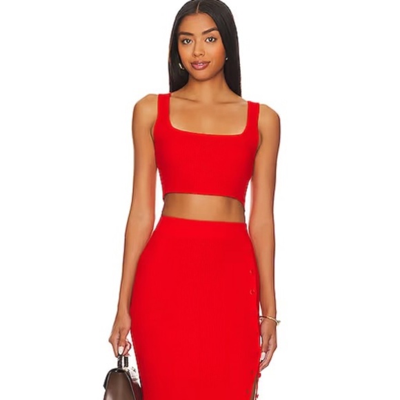 REVOLVE Lita by Ciara True Rib Tank Top & Skirt SET Fiery Red Size XS NWT - Picture 2 of 15